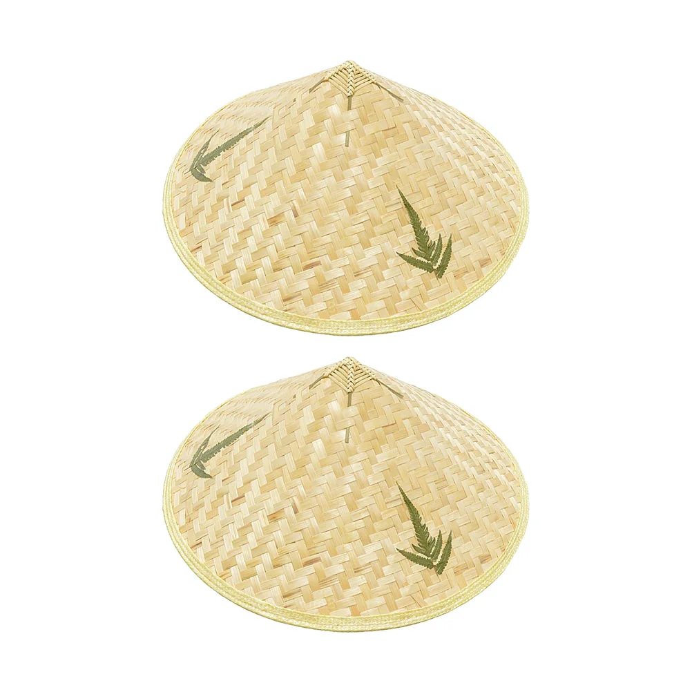 

2 Pcs Bamboo Straw Hat Ladies Sun Hats UV Protection Large Brim Sunshine Blocking Caps Life-saving Weaving Woven Man