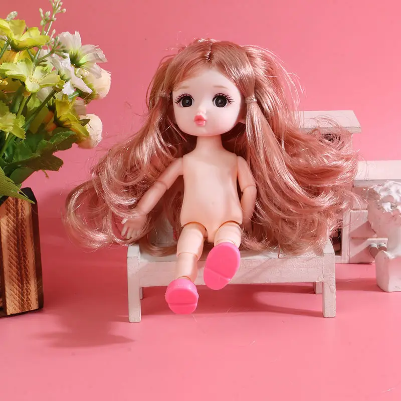 

16cm Doll with Long Hair Mini Dress Up 6 Inch Female Joints Movable Toys Kid Baby Children Girl Boy Gift Play House Diy Change
