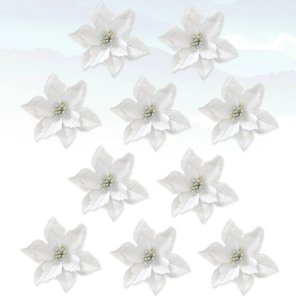 8 шт. рождественские украшения красное дерево блестящие искусственные цветы для