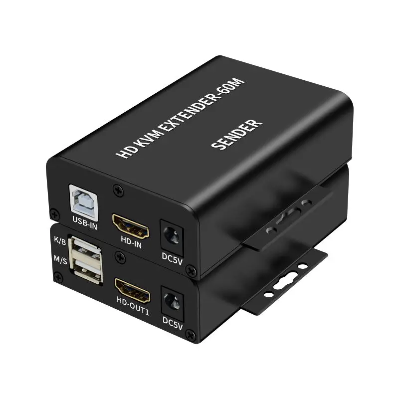 HDMI KVM-удлинитель 60 м через Cat5/6 Ethernet-кабель HD 1080P HDMI USB KVM-удлинитель Передача аудио и видео синхронизация поддержка клавиатуры и мыши