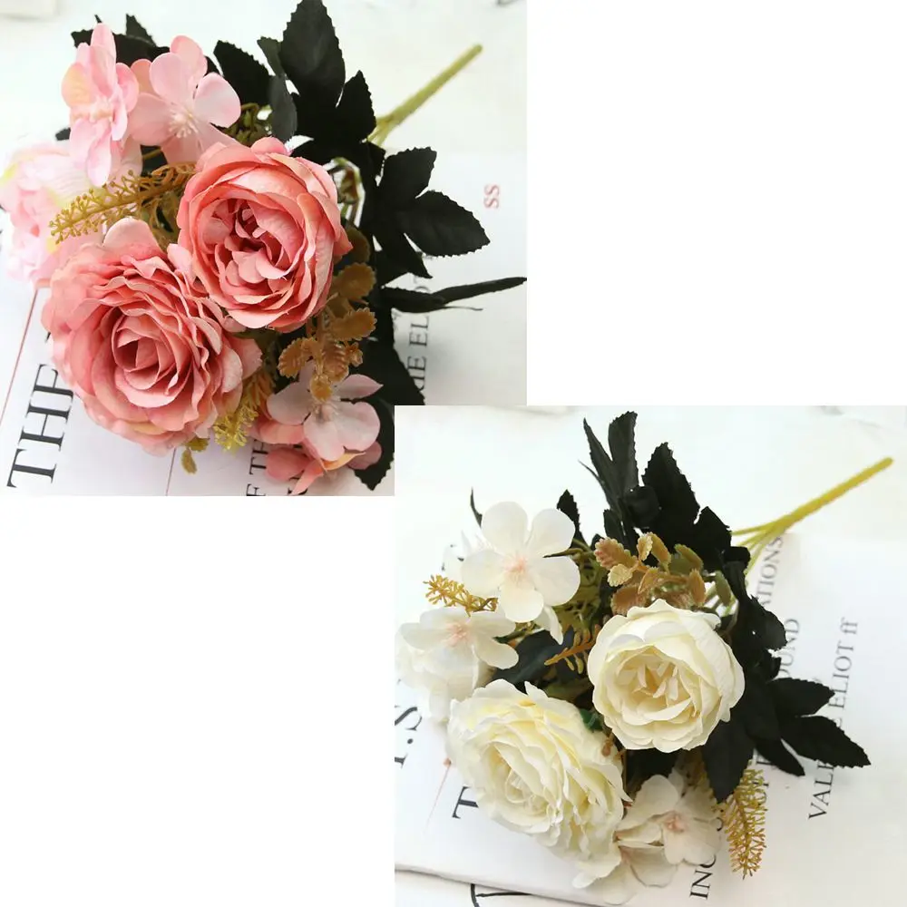 Украшение домашнего стола осенняя свадьба искусственные розы букет невесты