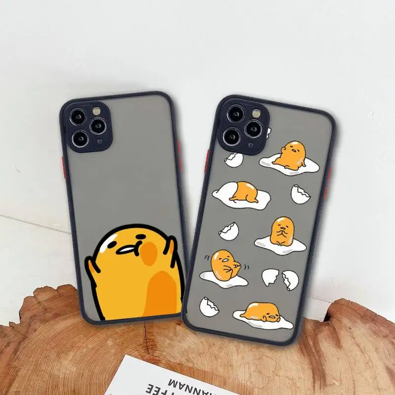 

Cute Lazy Gudetama Phone Case For iphone 13 12 11 Pro Max Mini XS 8 7 Plus X SE 2020 XR Matte Transparent Cover