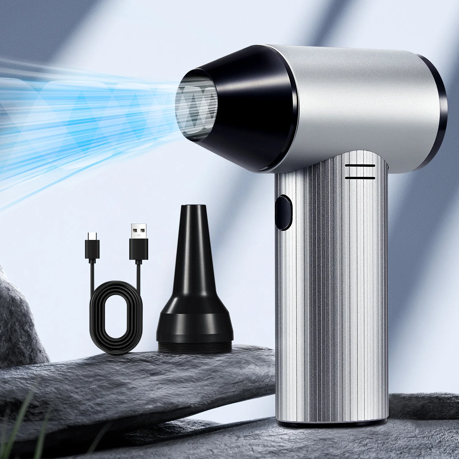 

X7 Violent Вентилятор Скорость ветра 45 м/с Бесщеточный двигатель 40 мм Турбоструйный вентилятор с 3 насадками Выдув пыли Очистка клавиатуры Воздуходувка