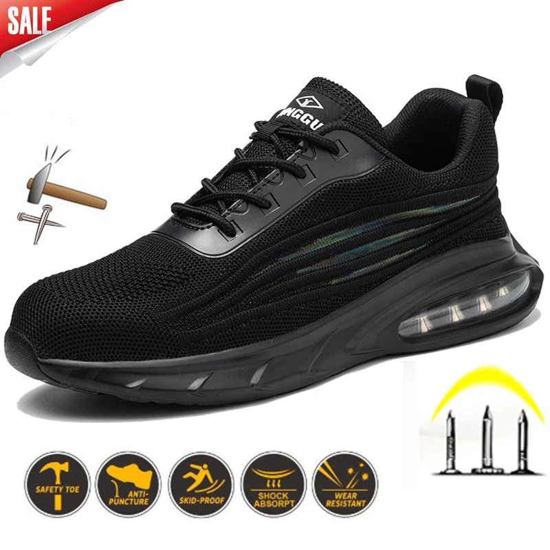 

2022 Male Work Boots Indestructible Safety Shoes Men Steel Toe Shoes Puncture-Proof Work Sneakers Male Shoes Work Shoes