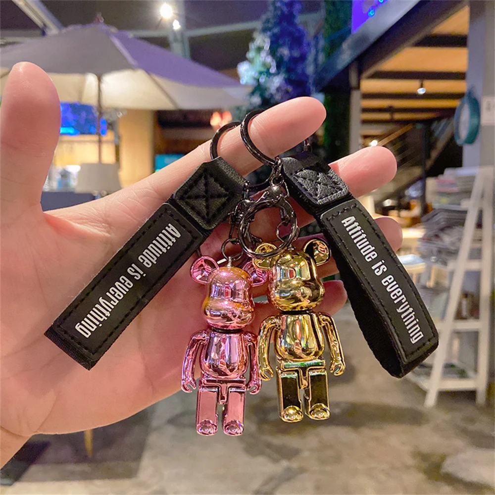 

Glitter Bear Keyring Backpack Couples Pendant Friend Souvenir Women Men Car Key Chain Creative Decor Accessories Charms Toy Gift