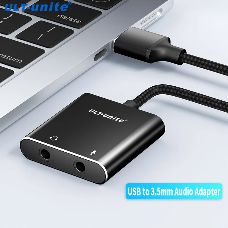 

USB to 3.5mm Audio Adapter External Stereo Sound Card with Dual TRS 3-Pole 3.5mm Headphone Microphone Jack for PS4 PS5 Laptop