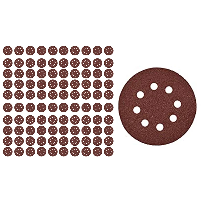

100 шт., шлифовальные диски, 8 отверстий, 125 мм