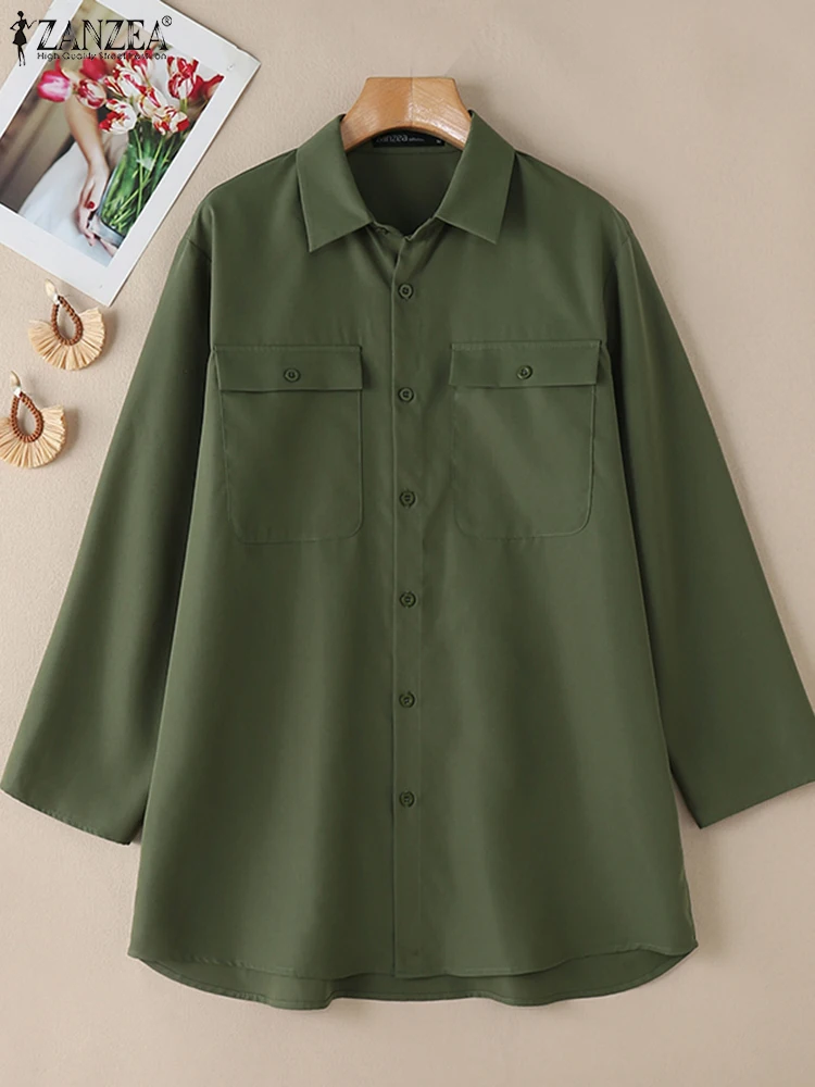 ZANZEA женская осенняя блузка с длинным рукавом мусульманская Турция Абая длинные