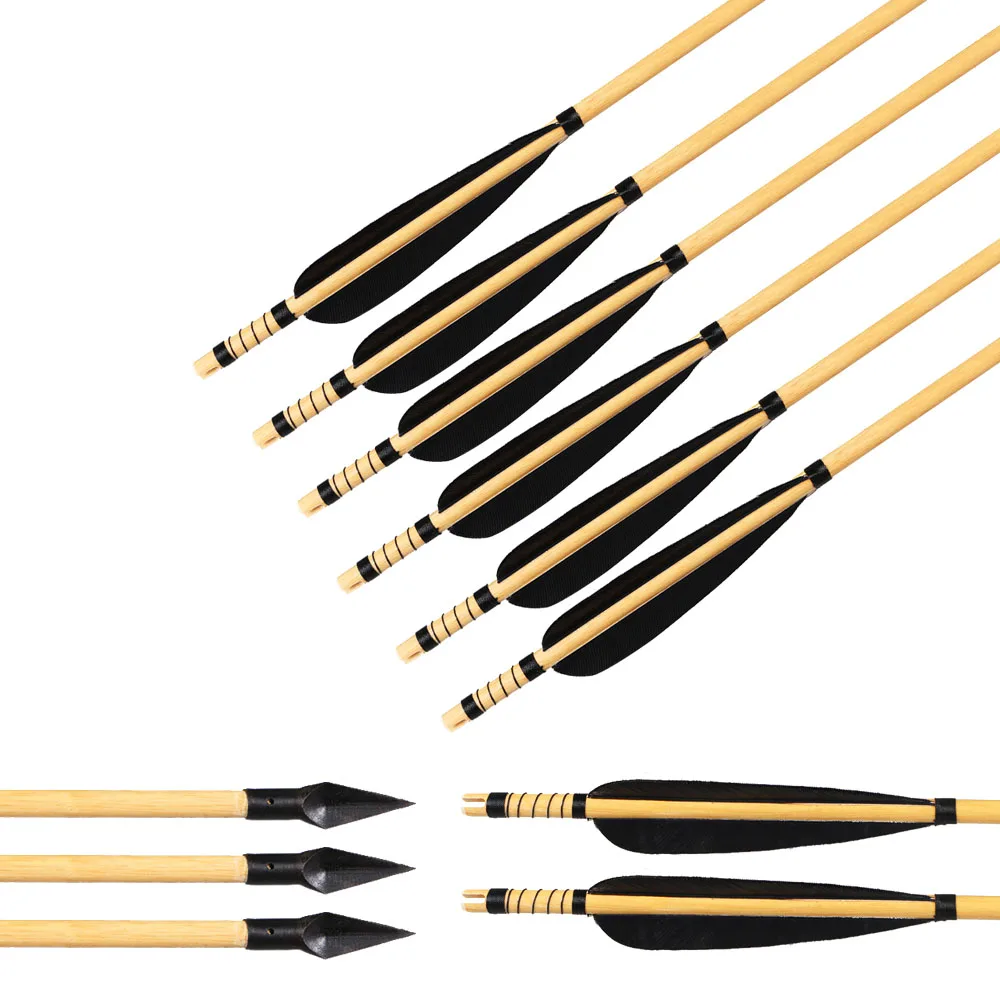 6 шт. деревянные стрелы для стрельбы из лука диаметр 8 мм 31 5 дюйма острая стрела с