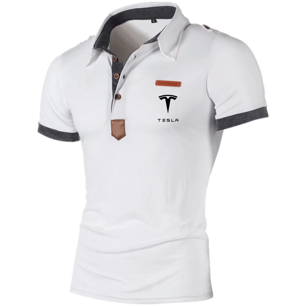 

Tesla2022 Men's Summer Polo Shirt Business Casual Basic Sports Short Sleeve Men's Daily High Quality Classic Fashion T-Shirt Top