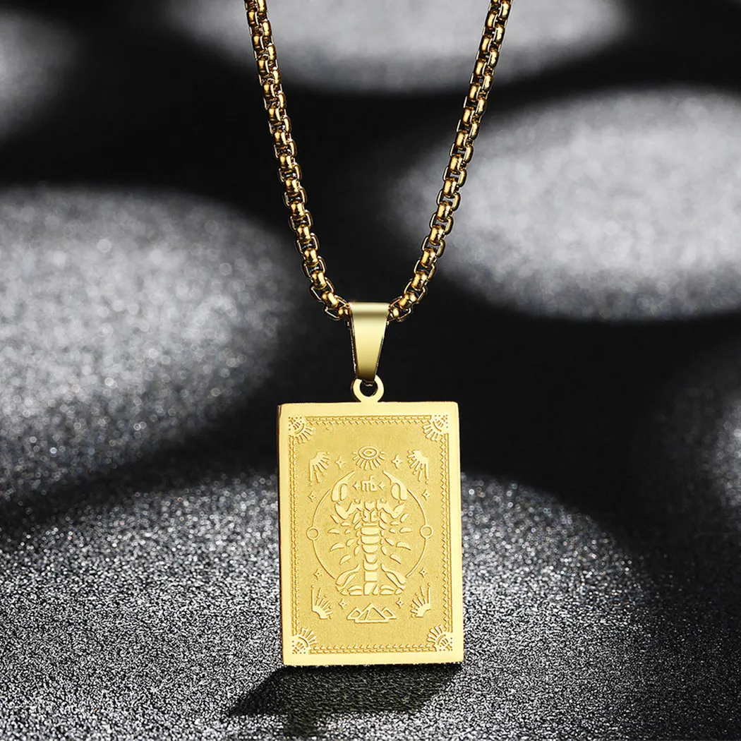 

Stainless Steel Sccorpio Zodiac Sign Necklace 12 Constellation Pendant Necklace for Women Chain Necklace Men Jewelry Gift Collar