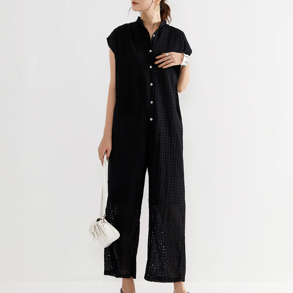 

Цельный Летний комбинезон на пуговицах, повседневный Свободный комбинезон с карманами, простая полная длина, корейская мода 2021, новый стиль...