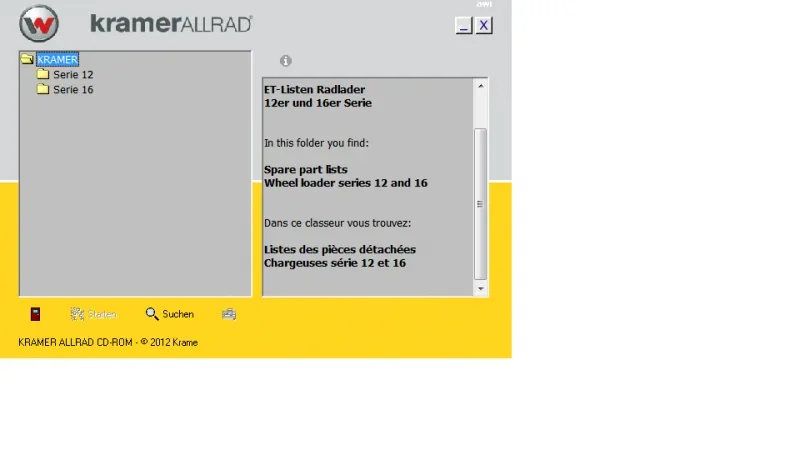 Колесный погрузчик Kramer Allrad телескопический список запасных частей DVD