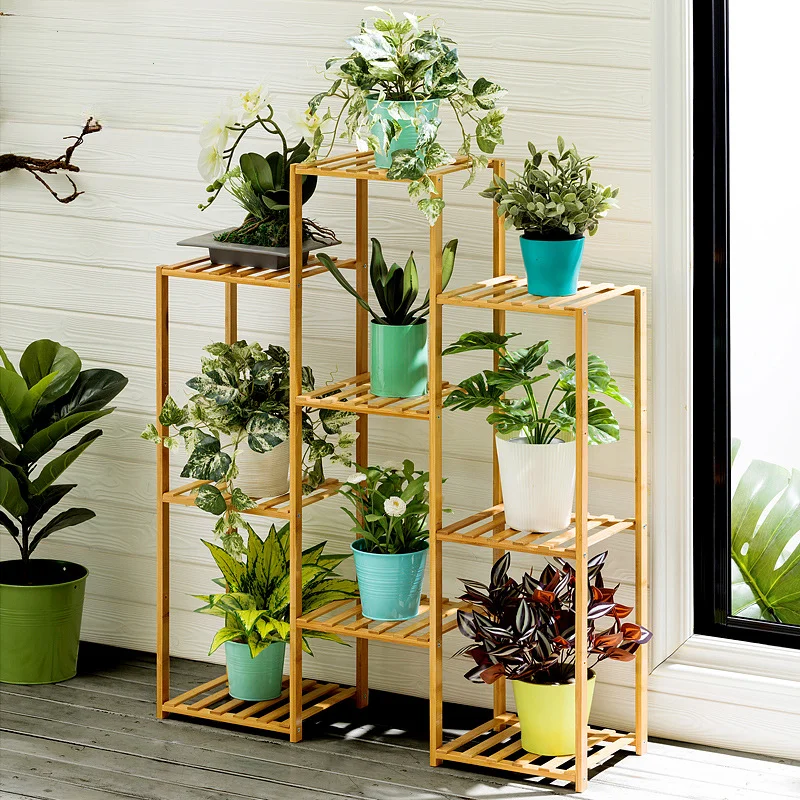 

Bamboo Tier Plant Stand Rack Multiple Flower Pot Holder Shelf Indoor Outdoor Planter Display Shelving Unit for Patio