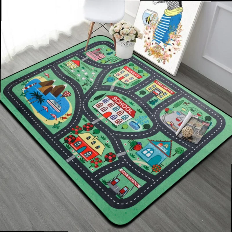 

Direct Selling Baby Playing Crawling Mat Floor Mat For Children Bedroom Kids Play Mat Kids' Roads With City Street For Carpet