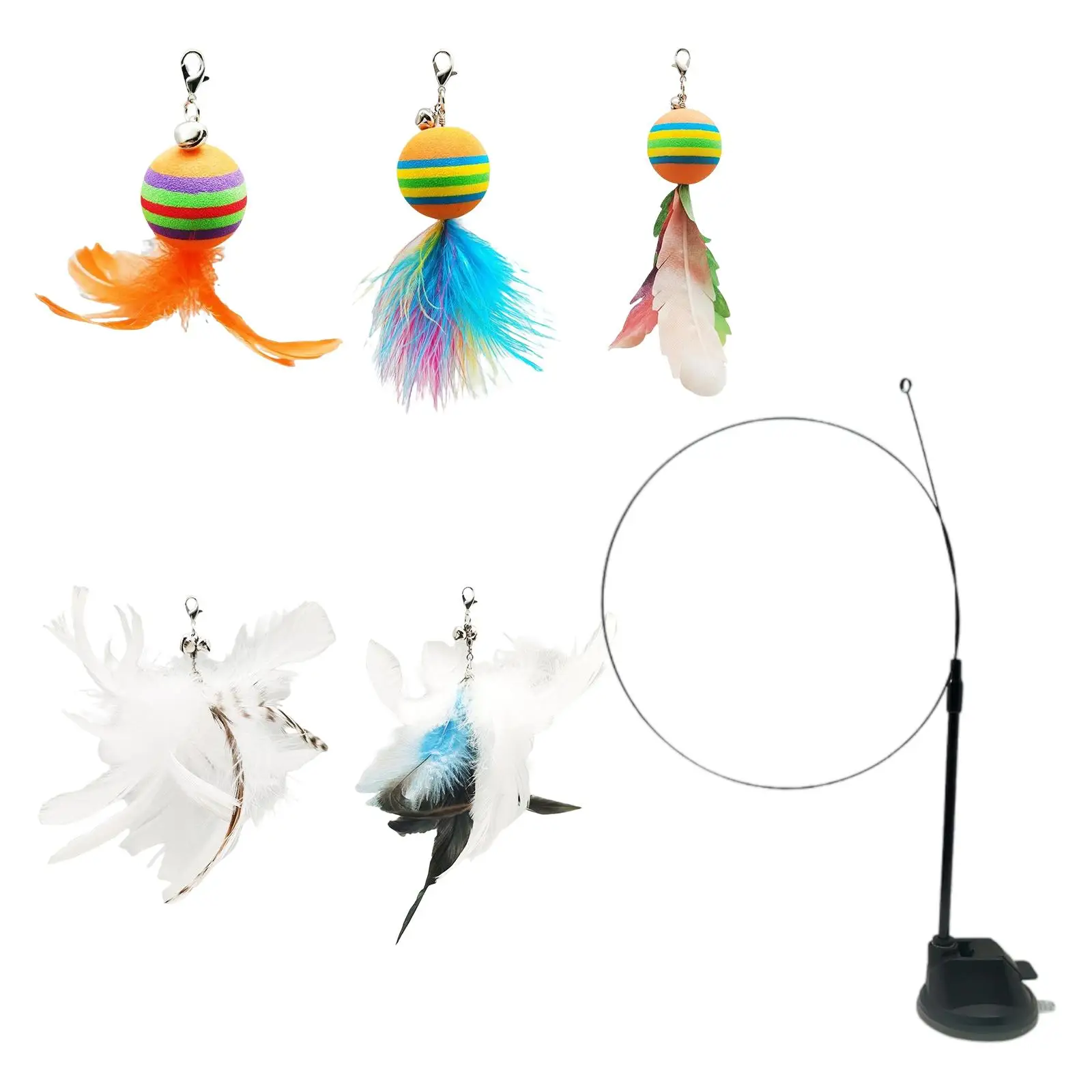 

Cats Feather Wand Toy Pet Supplies Interactive Cat Toys Funny Feather Bird w/ Bell Cat Stick Toy Kitten Playing Teaser Wand Toy