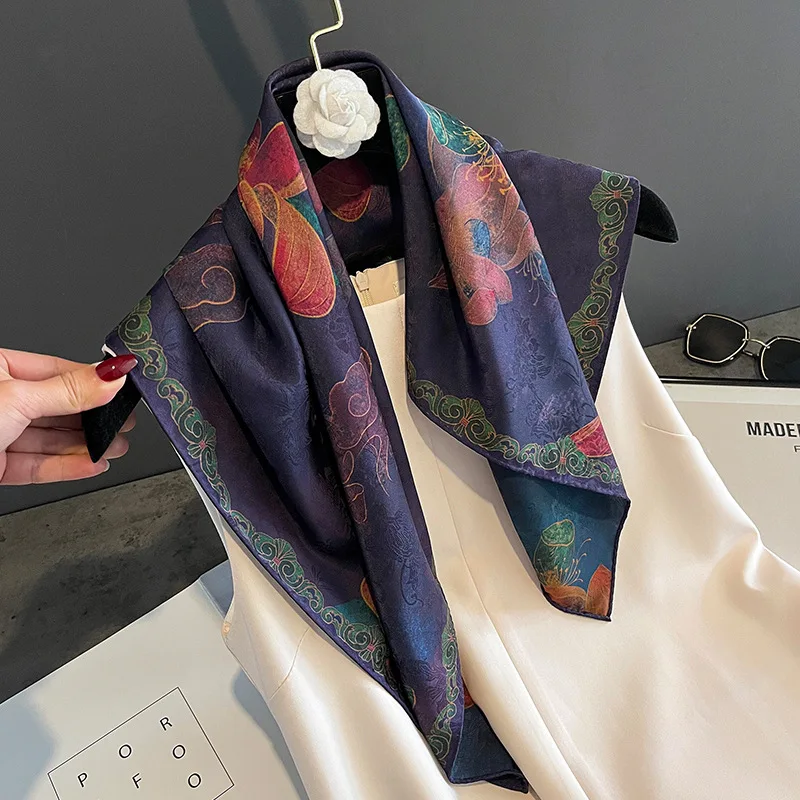 

Шелковый шарф, саржевый хиджаб, женские модные шарфы, шейный платок, шарфы, новый фуляр, женские квадратные головные шарфы, бандана, шаль