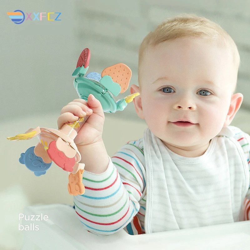 Jouets Montessori pour bébé de 0 à 12 mois  boule d'activité  hochet rotatif  apprentissage