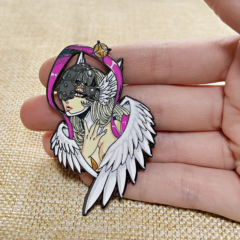 Фото Аниме ангелы Digimon Angewomon эмалированная булавка металлический значок броши рождественские подарки украшения коллекционные предметы №1