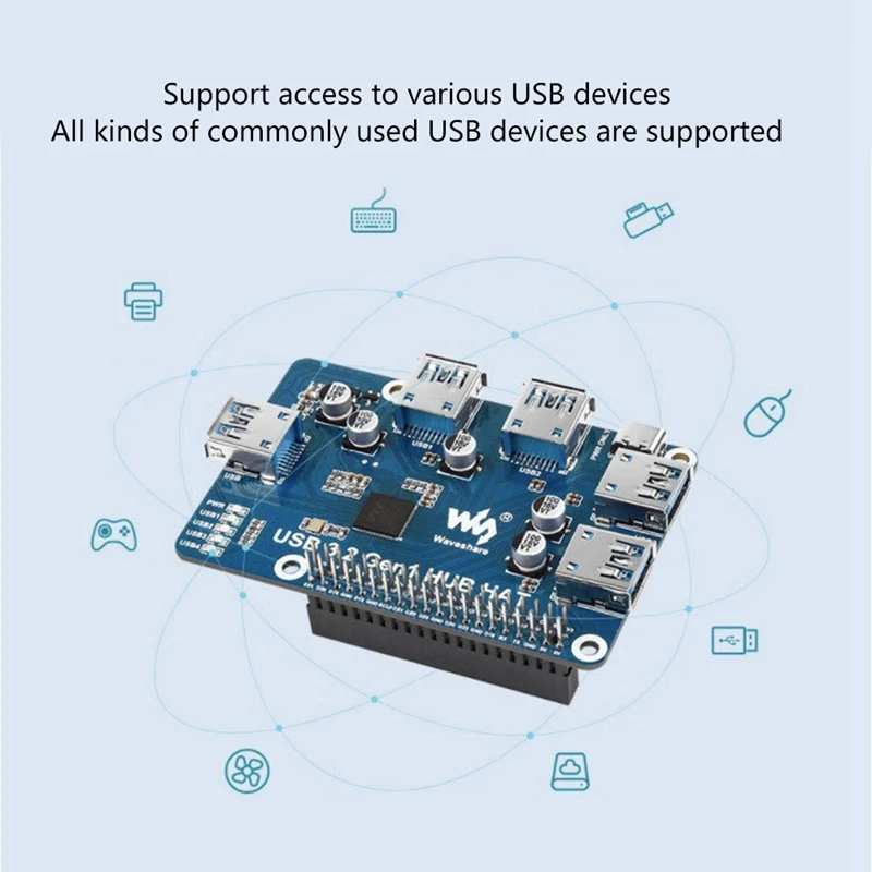 Плата расширения головки Waveshare USB 3 2 Gen1 HUB для Raspberry Pi 4B 3B + Zero порты без драйвера |