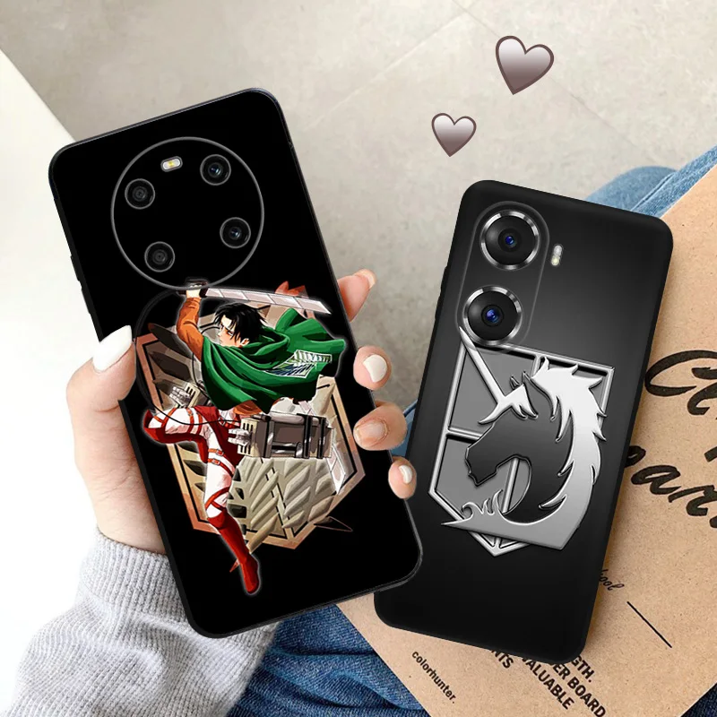 Черный матовый чехол для телефона Honor X8b X8 X7 X6 a X9 b 90 70 Magic5 8x Attack on Titan MIKASA Huawei P40 P30 P20