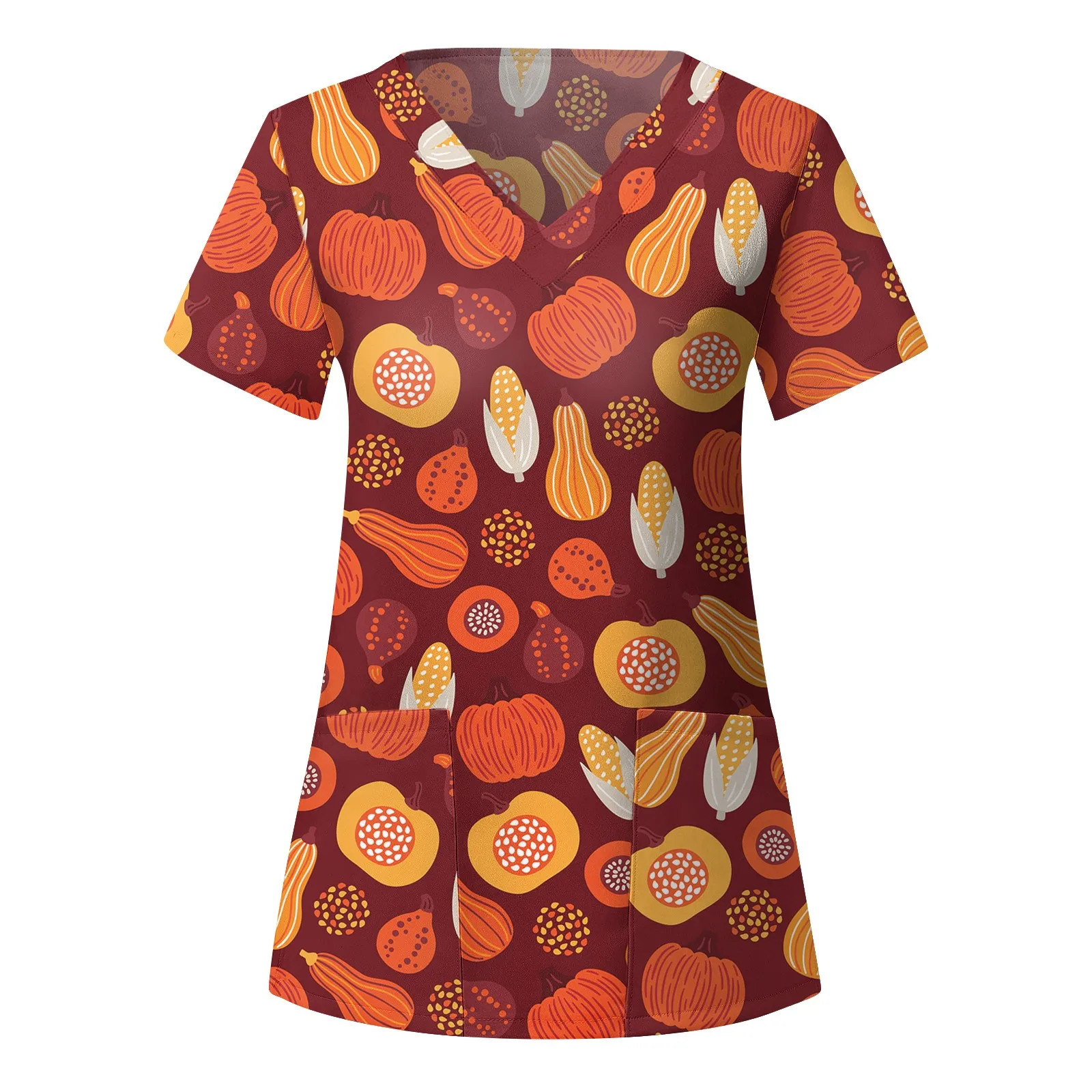 

Womens Workout Clothes Thanksgiving Womens Short Sleeve V Neck Turkey Printed Top Nursed Working T Top Small Women