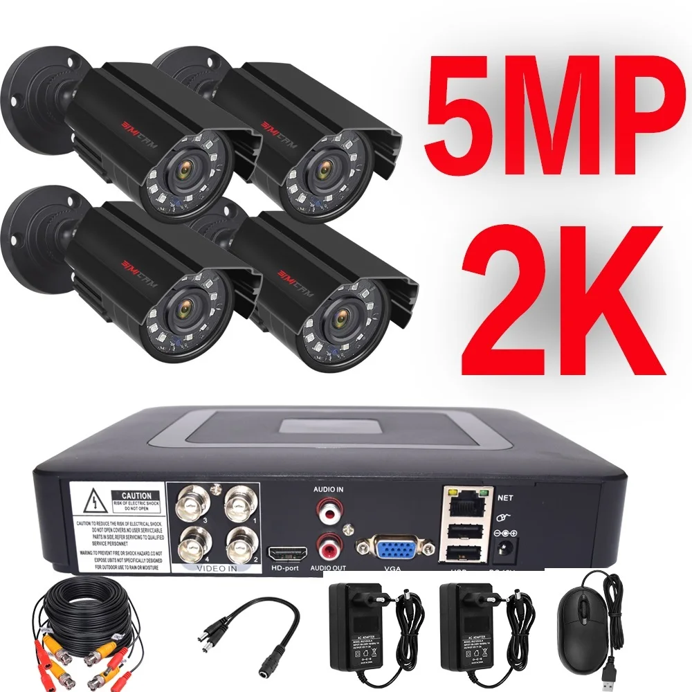 

5MP camera Video Surveillance System 4CH AHD DVR Kit 2/4PCS 5.0MP HD Indoor Outdoor CCTV Camera P2P video Security System Set