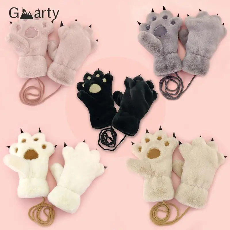 

Плюшевые перчатки в виде медведя с когтями, мягкие теплые варежки с закрытыми пальцами, женские зимние милые разноцветные перчатки, рождественские подарки для девочек, теплые велосипедные варежки