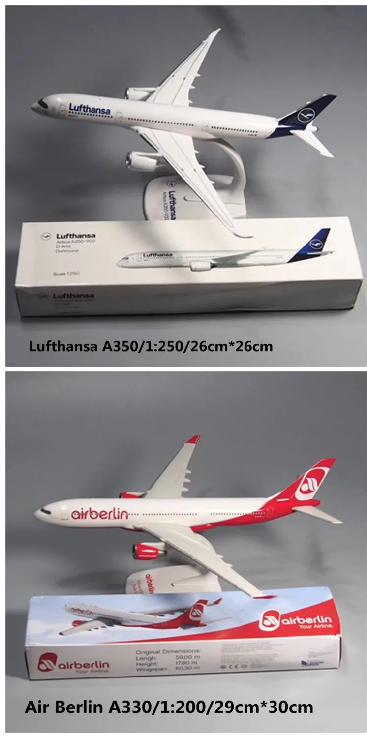 Сборная модель самолета Airbus A350 авиакомпании Lufthansa Airlines Германия из пластика масштаба 1:250 размером 26 см для самостоятельной сборки, модель самолета Berlin SKY UP.