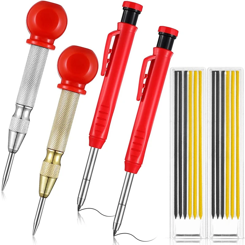 

Carpenter Scriber Marking Kit 2 Pcs Mechanical Carpenter Pencils With Built-In Sharpener Marker Refills For Construction