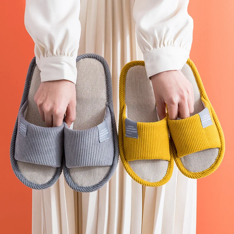 Home Slippers Women's Winter Cotton Linen Men's Couple Soft Soled Warm Slippers Comfortable Fashion  Women Slippers
