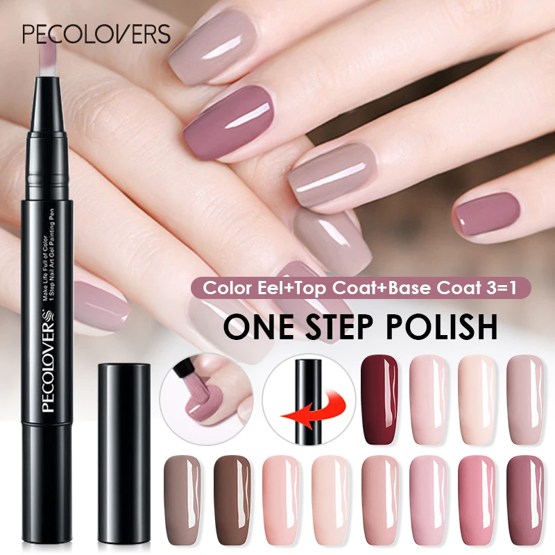 

Permanent 3 In 1 Step Nail Varnish Pen One Step Nail Gel Polish Easy To Use UV Gel Painting Glue Nail Accessories