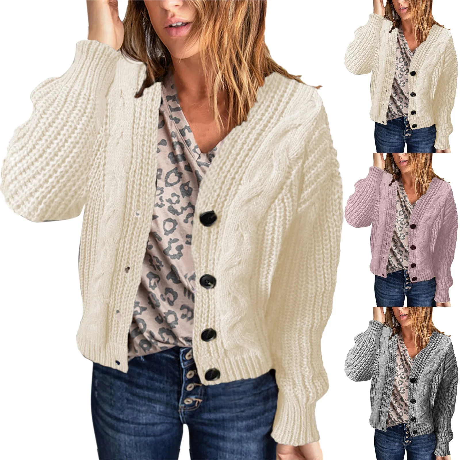 

Women's Cardigan Sweater Knitting Button Down Long Sleeve Oversized Knit Cardigans Sweater Shawls for Women
