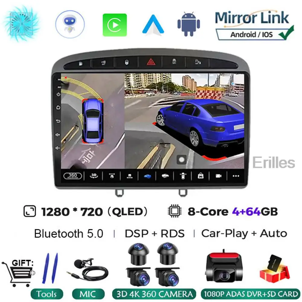 

Автомагнитола на Android 13, мультимедийный проигрыватель с GPS, RDS, DSP для Peugeot 408, для Peugeot 308, 308SW, 2din, android, автомобильный проигрыватель без DVD