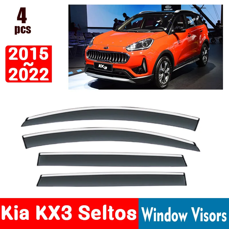 FOR Kia KX3 Seltos 2015-2022 Window Visors Rain Guard Windows Rain Cover Deflector Awning Shield Vent Guard Shade Cover Trim
