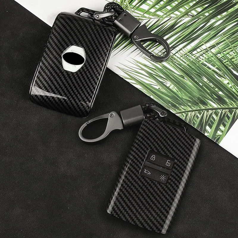 

Carbon Fiber ABS Car Remote Key Case For Renault Koleos Kadjar Megane Talisman Captur Espace Clio 2016-2019 4 Button Accessories