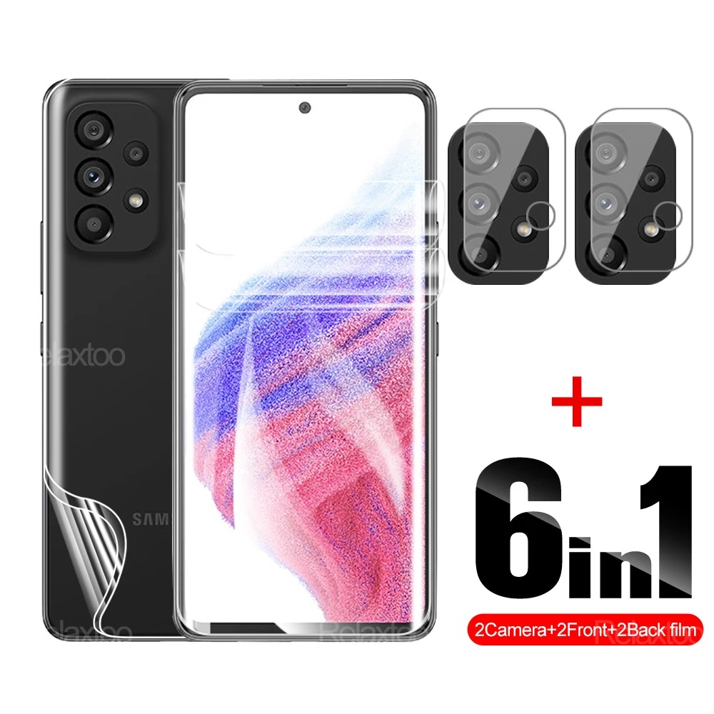 

6 в 1 Защитное стекло для камеры Samsung Galaxy A03s A13 A23 A33 A53 A73, мягкая Гидрогелевая пленка для экрана Sansun A 03 23 33 53 73 A, пленка