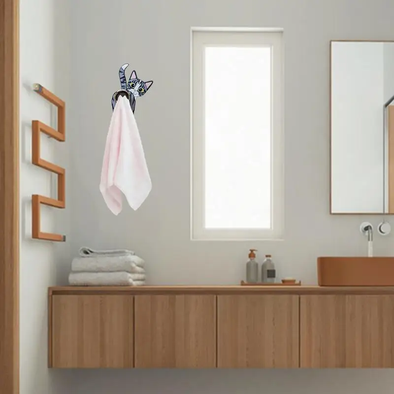 Настенные крючки с кошкой и ягодицами клейкие держатели для чайных полотенец