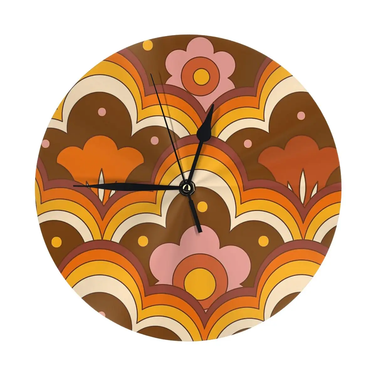 Ретро психоделические настенные часы с цветочным узором в стиле ретро для