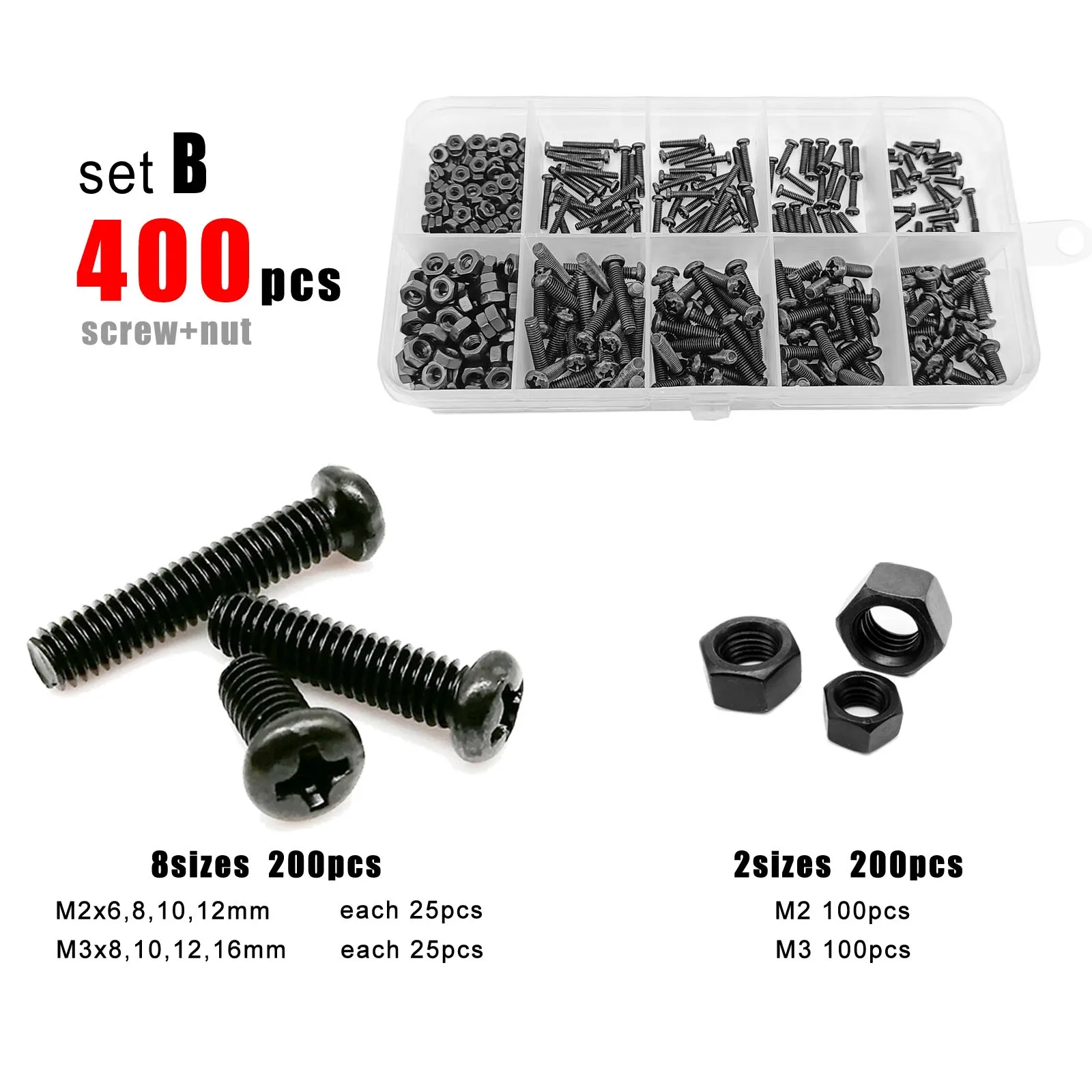 

400/500/1010/2100X M1.2 M1.4 M1.6 M2 M2.5 M3 M4 черный мини микро крестообразный Набор круглых строительных гаек в ассортименте