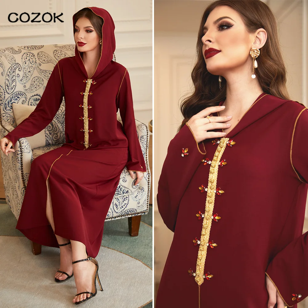 

Abaya Дубай, Турция Kaftan Hijab мусульманское платье, мусульманская одежда, бриллиантовое Макси-Платье, модное мусульманское женское платье Djellaba