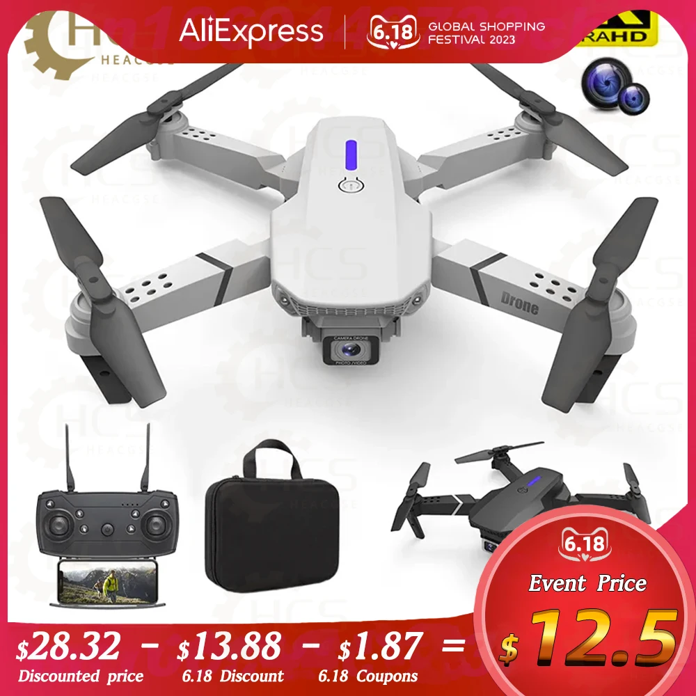 

E88 Pro Drone WIFI FPV Mini Dron With Wide Angle HD 4K 1080P Camera Height Hold RC Plane Foldable Quadcopter Helicopter Gift Toy