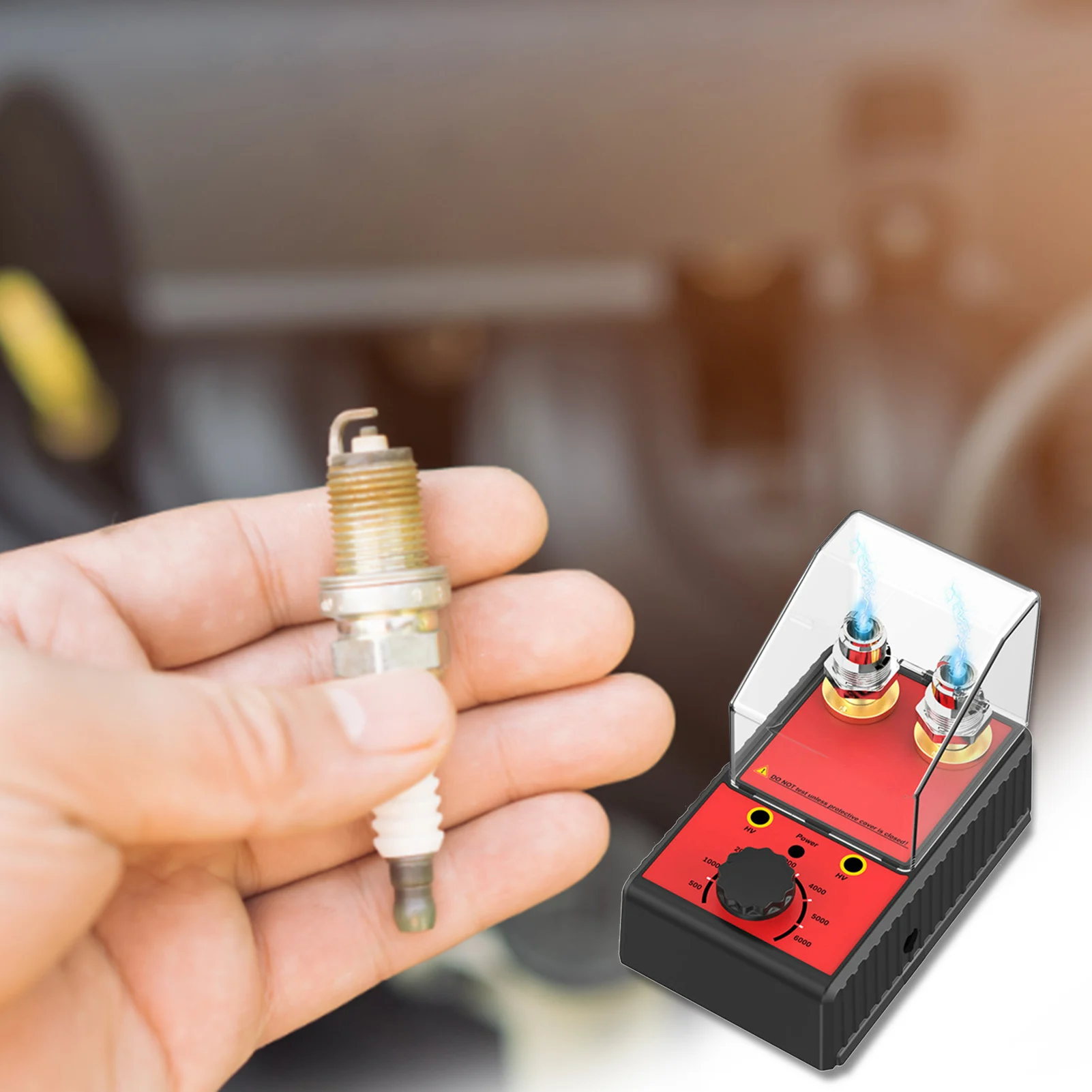 

Spark Plug Tester Engine Ignition Coil Tester Ignition Plugs System Analyzer With Protective Cover For Car Spark Diagnostic