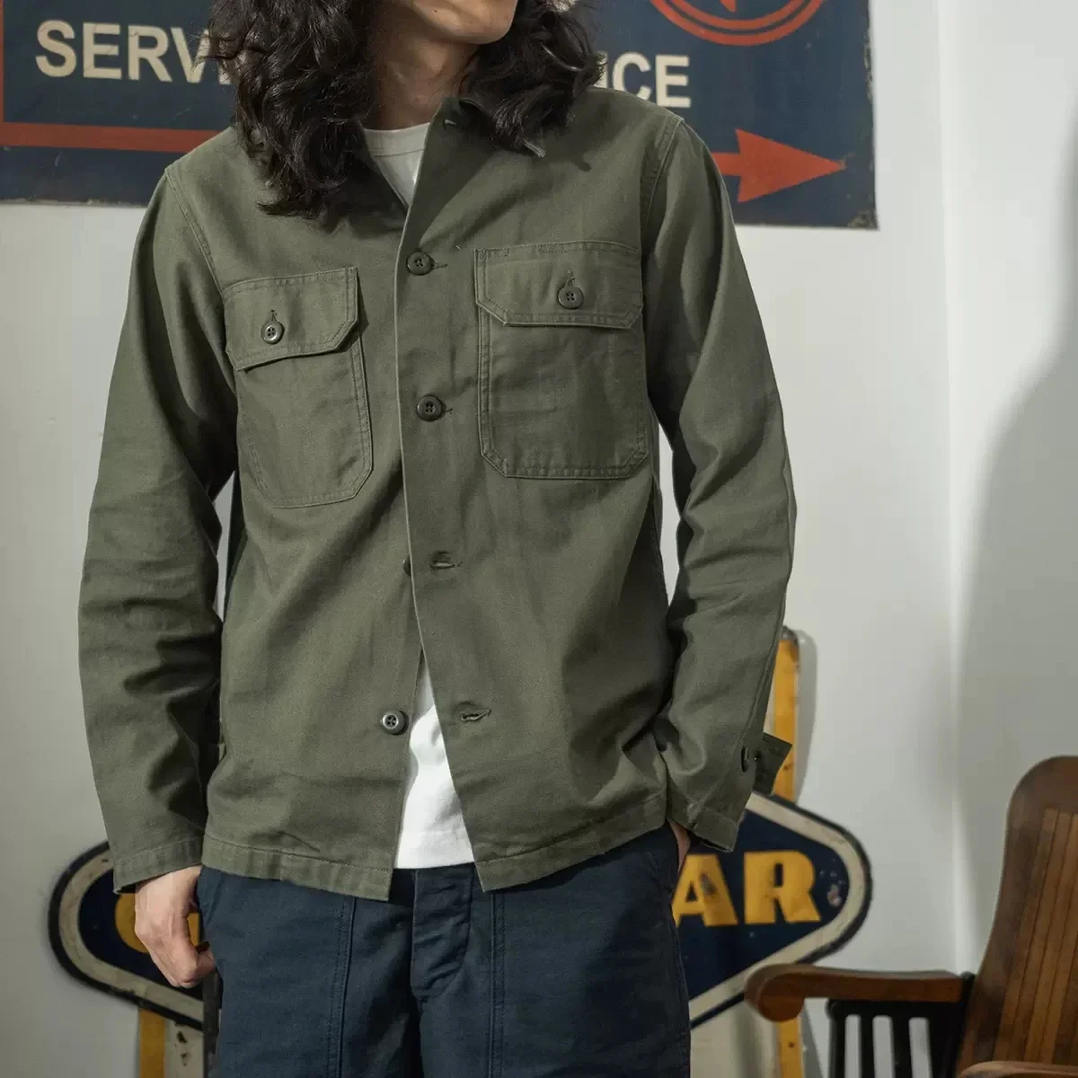 Мужская рабочая рубашка из хлопкового сатина с 2-м узором OG-107 усталости не в