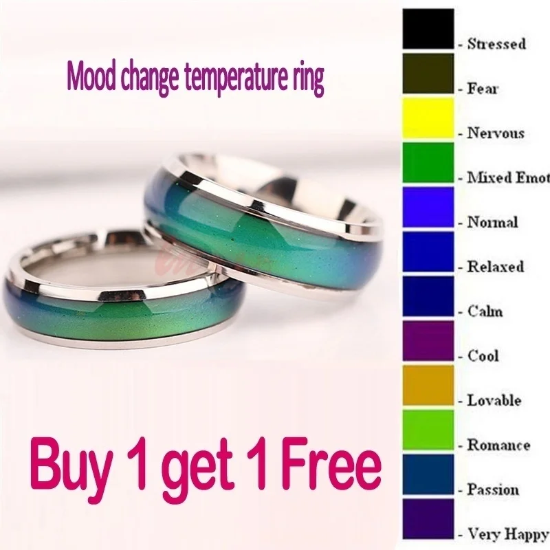 

2PCS Color-changing Jewelry Thermochromic Ring European and American Personality Accessories