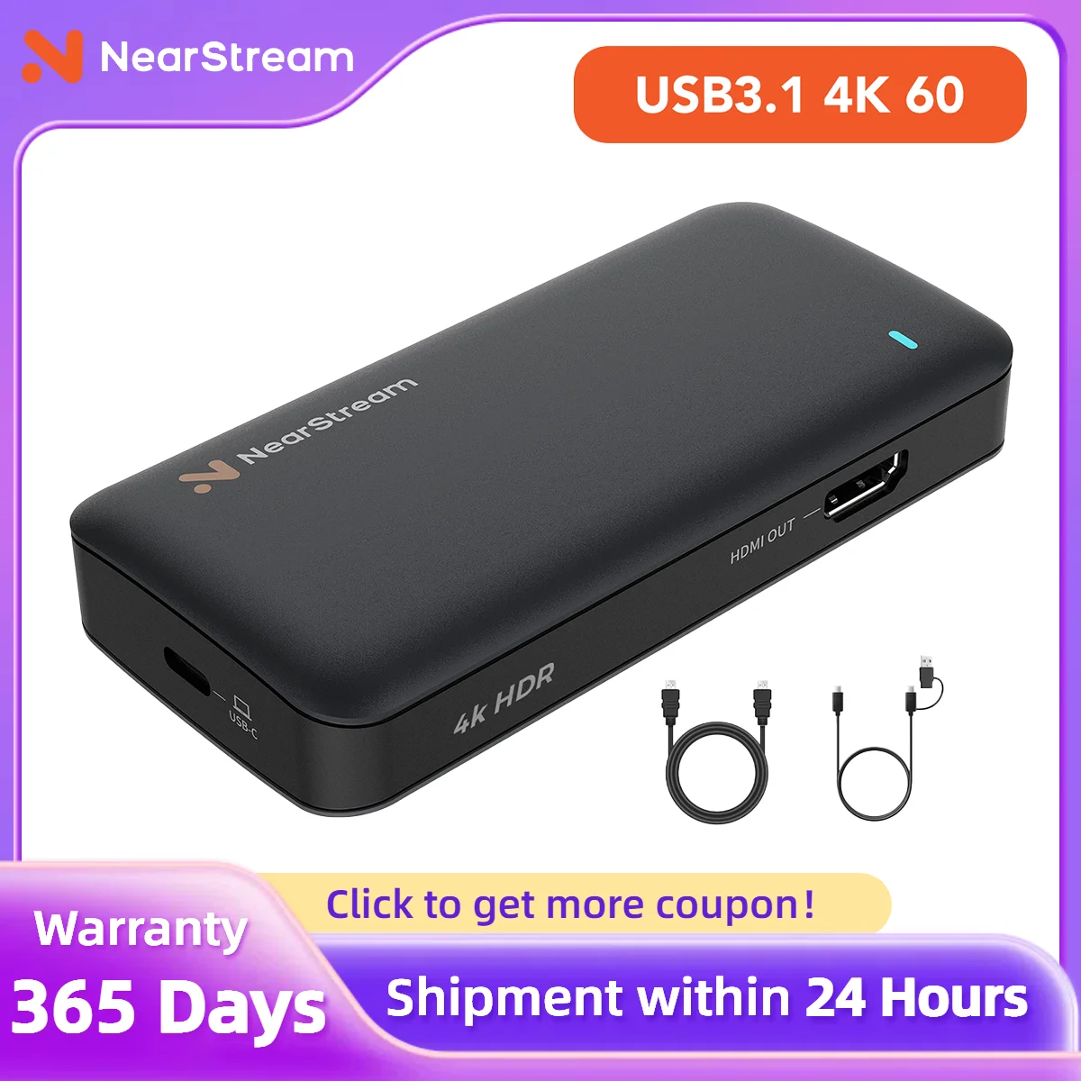 Фото Карта захвата USB 3.1 NearStream Premium Ultra Low Latency 4K60 для камеры xbox, PS5, Switch и DSLR №1