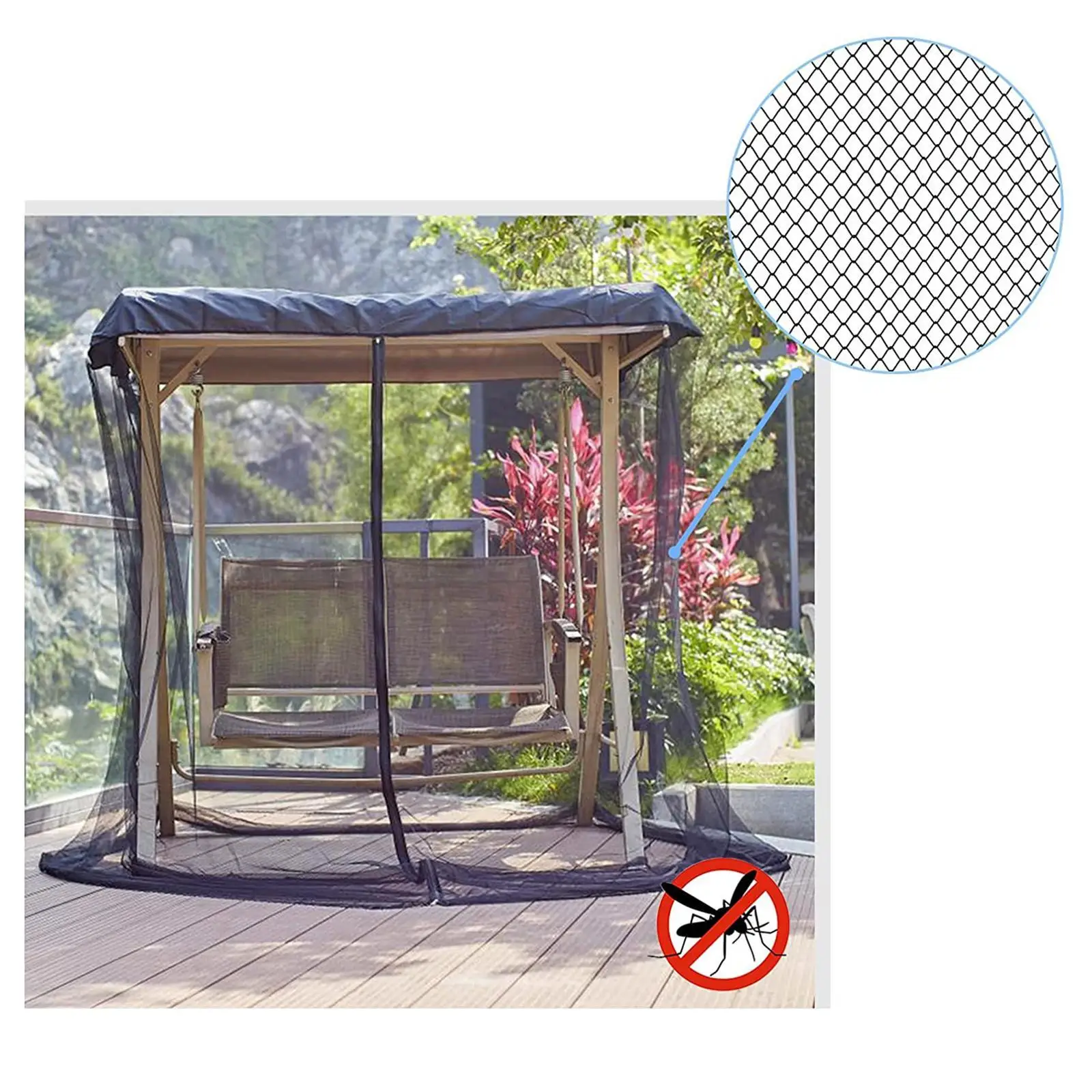 Mosquito Netting Screen For Patio Table Umbrella Garden Deck Furniture Zippered Mesh Enclosure Cover