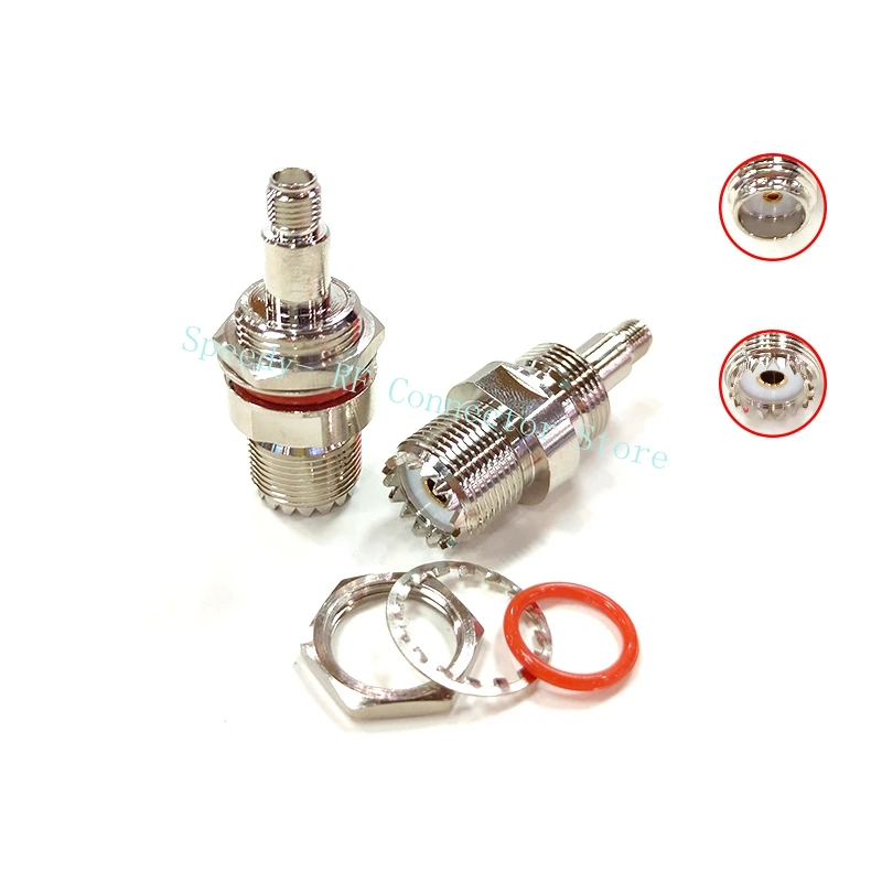

SL16 UHF SO239 Female To SMA Female Connector UHF To SMA Female Lengthen with Nut O-ring Washer Bulkhead Water Proof Coaxial