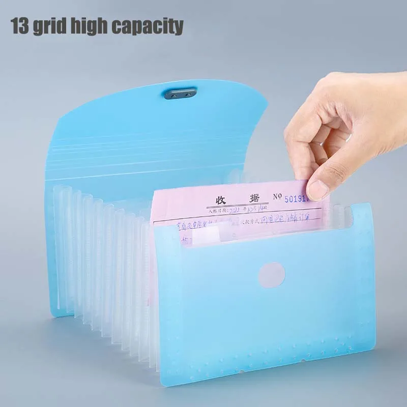 

A6 Organ Bag 13 Grid Large Capacity Folder File Bag Candy Color Invoice Storage Data Classification Organization Document Holder