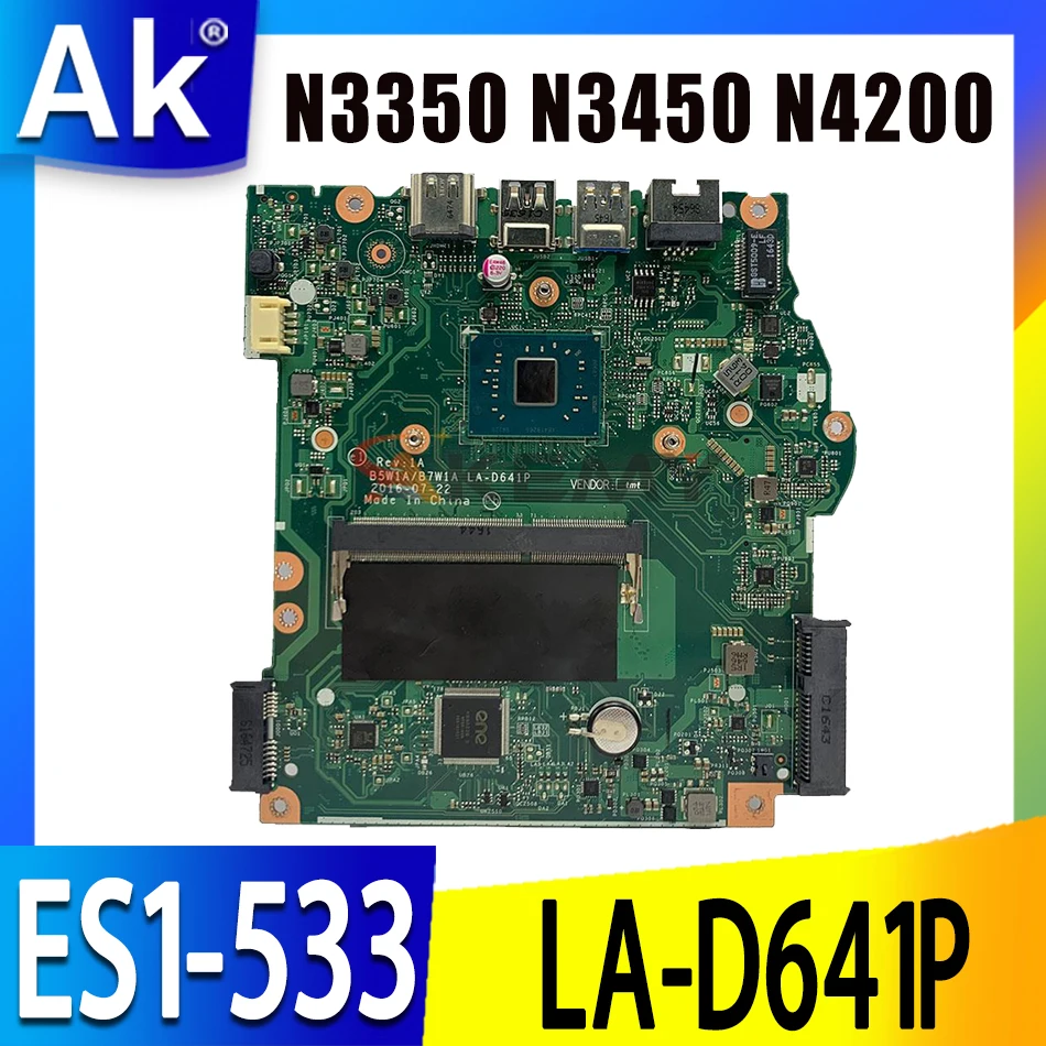 

NEW LA-D641P Motherboard For Acer Aspire ES1-533 Laptop motherboard NBGFT1100C / NBGFT1100B with N3350 N3450 N4200 CPU